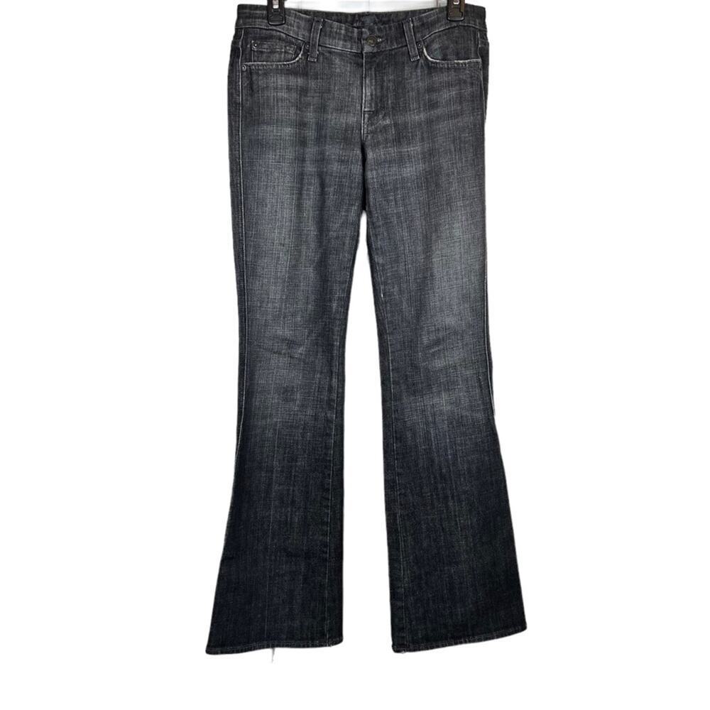 7FAM Classic A Pockets Bootcut Jeans with Crystals in Distressed Black Size 29
